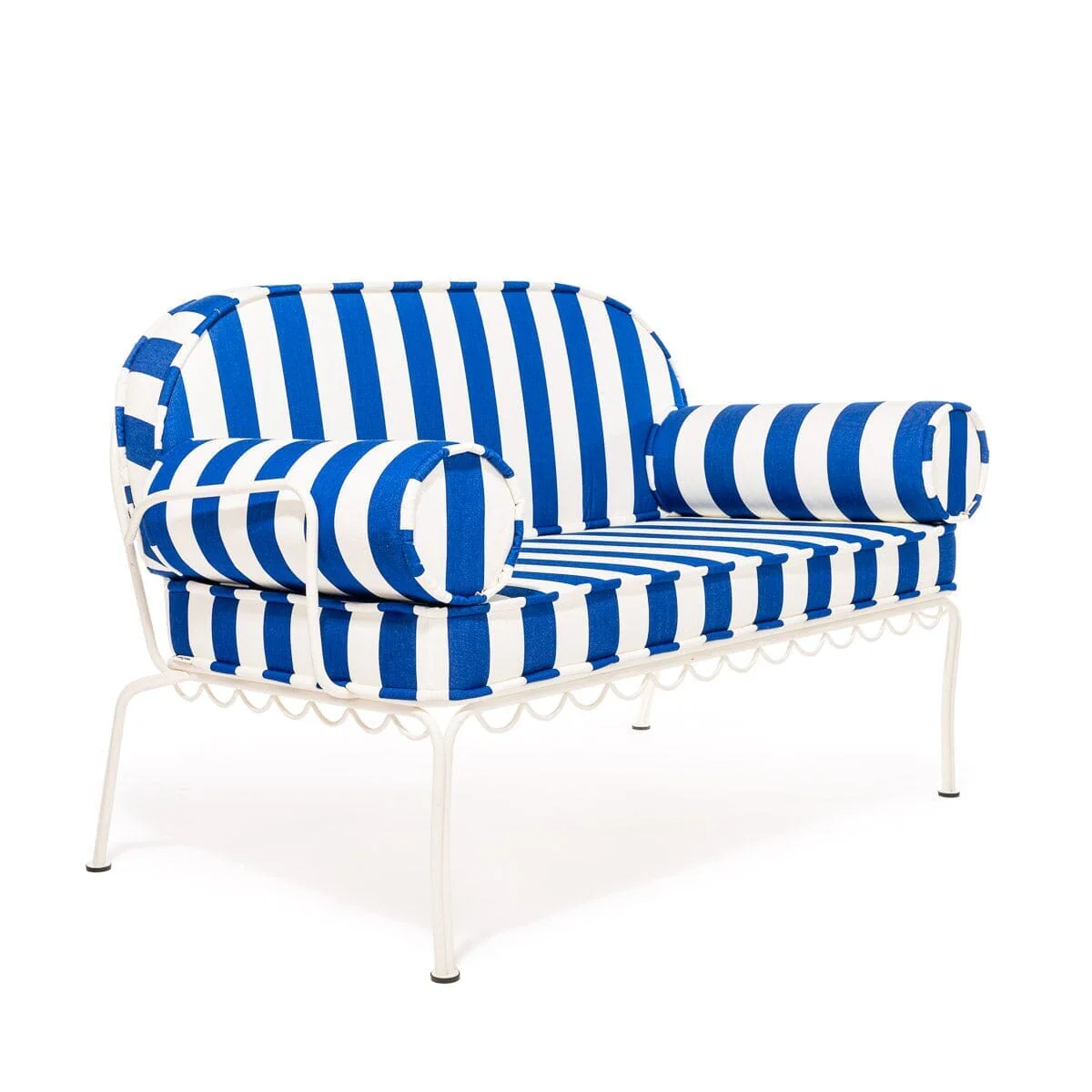 The Al Fresco Love Seat Slip Cover Set - Crew Mediterranean Blue Stripe - Image 4