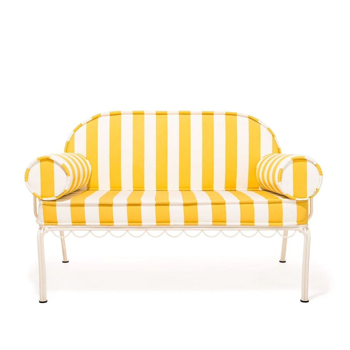 The Al Fresco Love Seat Slip Cover Set - Crew Mimosa Yellow Stripe - Image 2