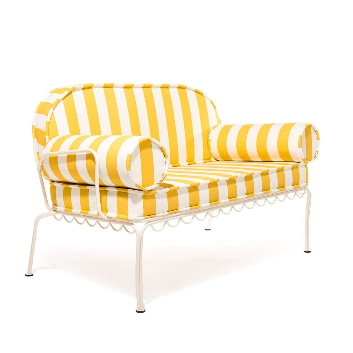 The Al Fresco Love Seat Slip Cover Set - Crew Mimosa Yellow Stripe - Image 3