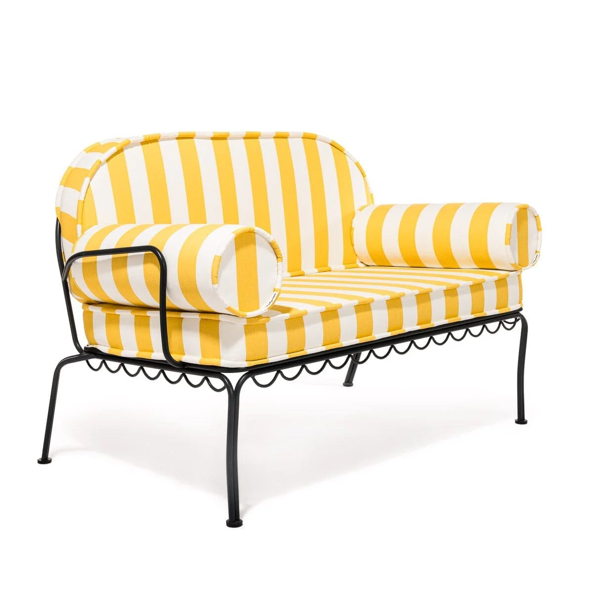 The Al Fresco Love Seat Slip Cover Set - Crew Mimosa Yellow Stripe - Image 6