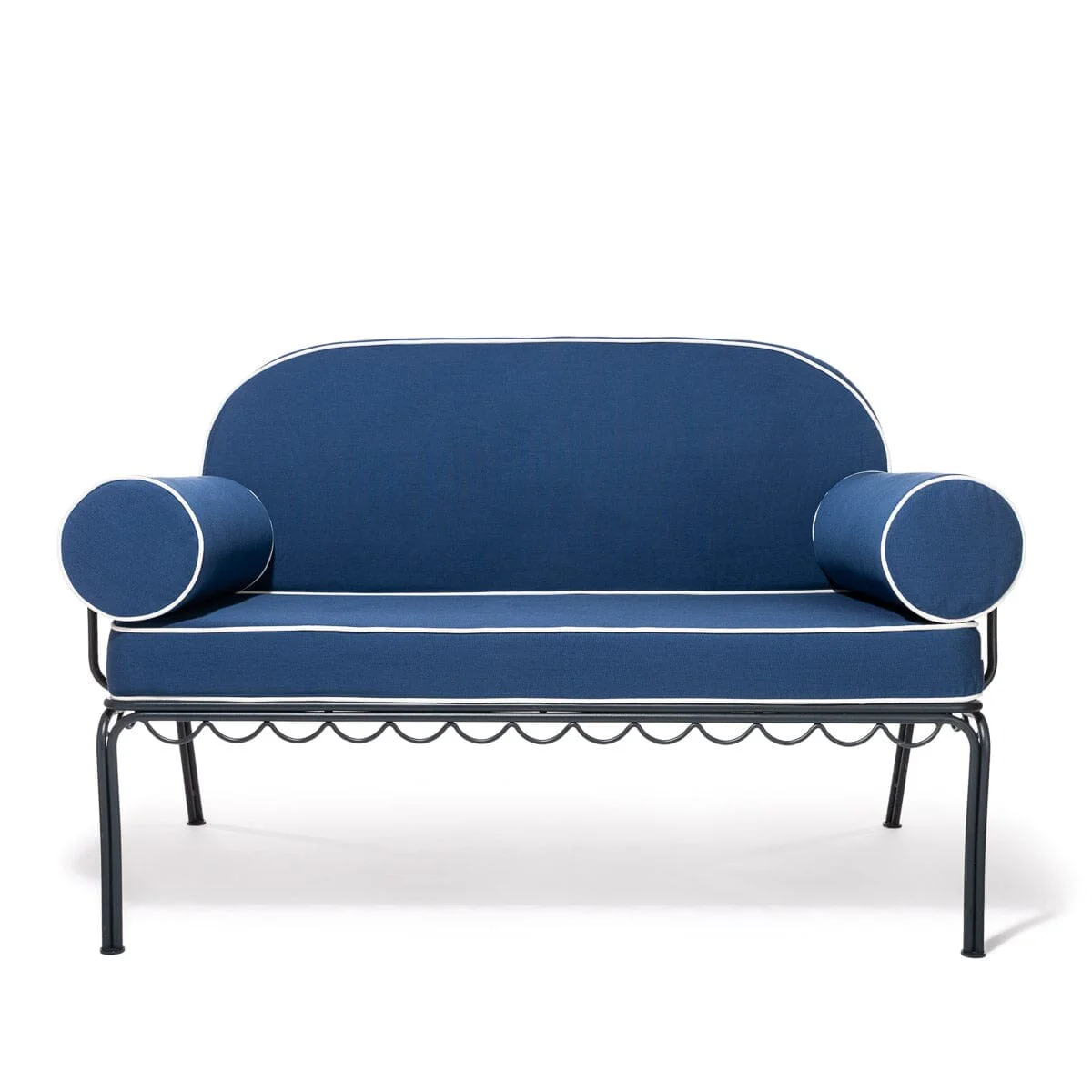 The Al Fresco Love Seat x Julia Berolzheimer in Rivie Slate | Vintage Black Frame