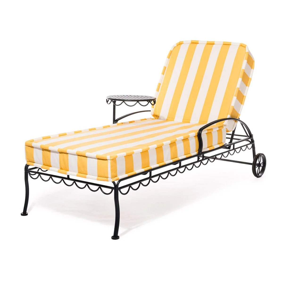 The Al Fresco Sun Lounger in Crew Mimosa Yellow Stripe | Vintage Black Frame