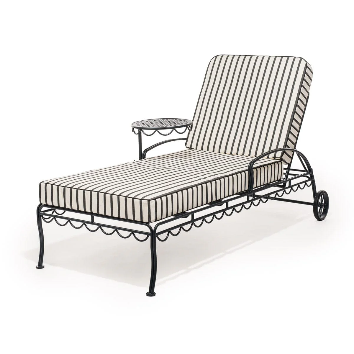 The Al Fresco Sun Lounger in Monaco Black Stripe | Vintage Black Frame