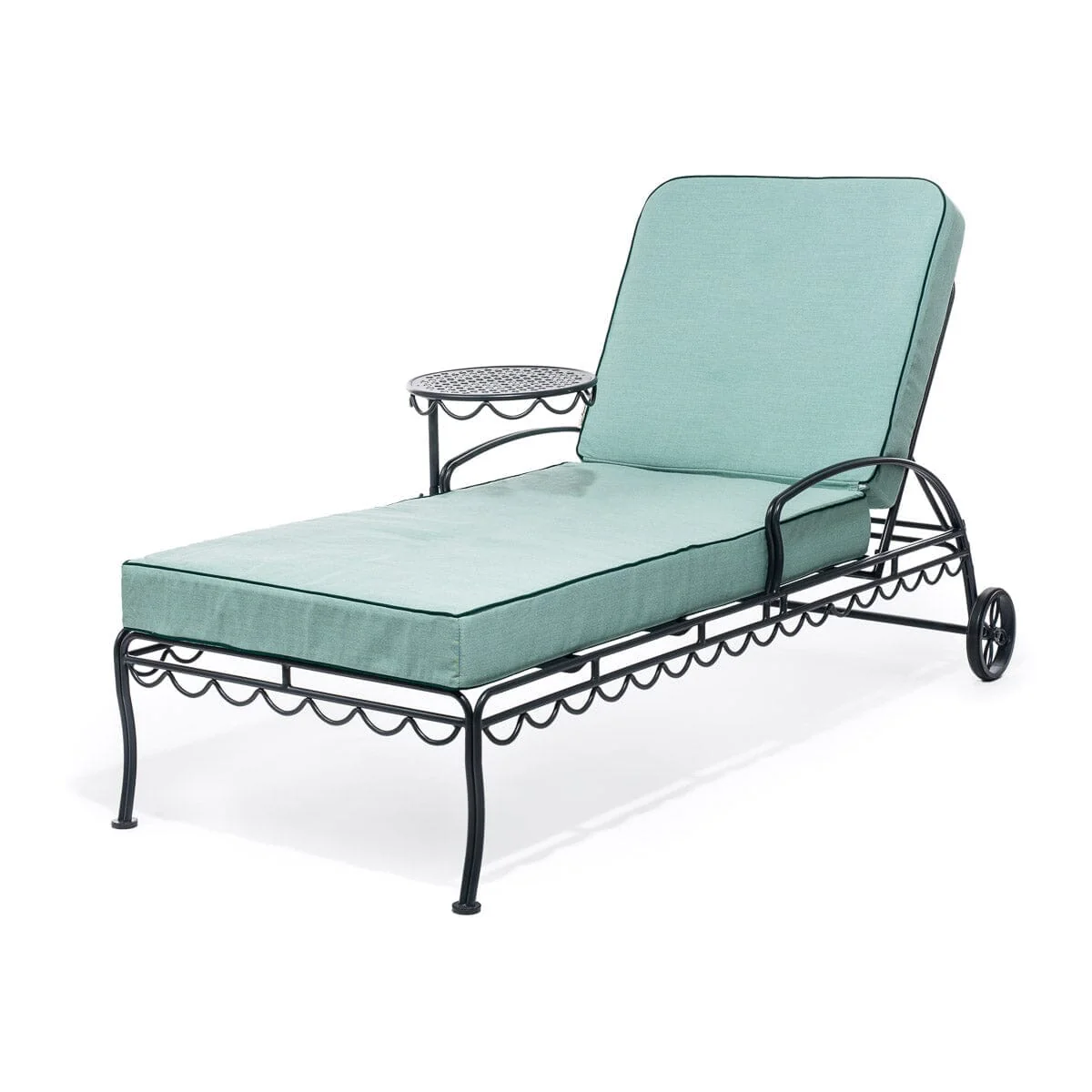 The Al Fresco Sun Lounger in Rivie Green | Vintage Black Frame