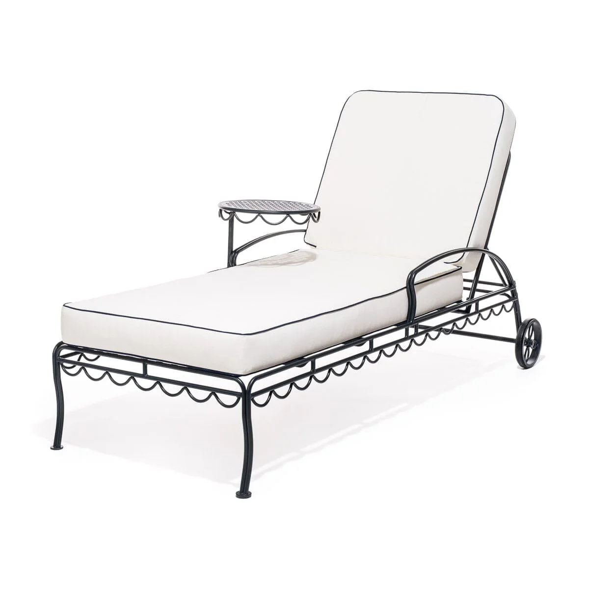 The Al Fresco Sun Lounger in Rivie White | Vintage Black Frame