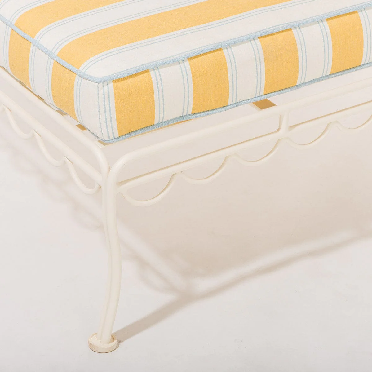 The Al Fresco Sun Lounger in Tuuli Stripe Yellow | Antique White Frame - Image 4