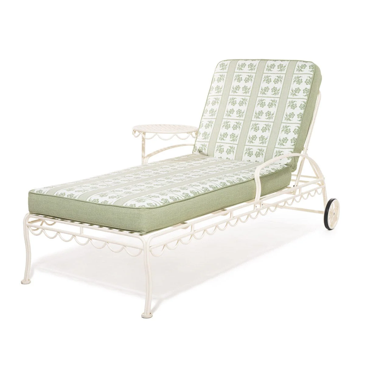 The Al Fresco Sun Lounger x Julia Berolzheimer in Jacquard Green | Antique White Frame