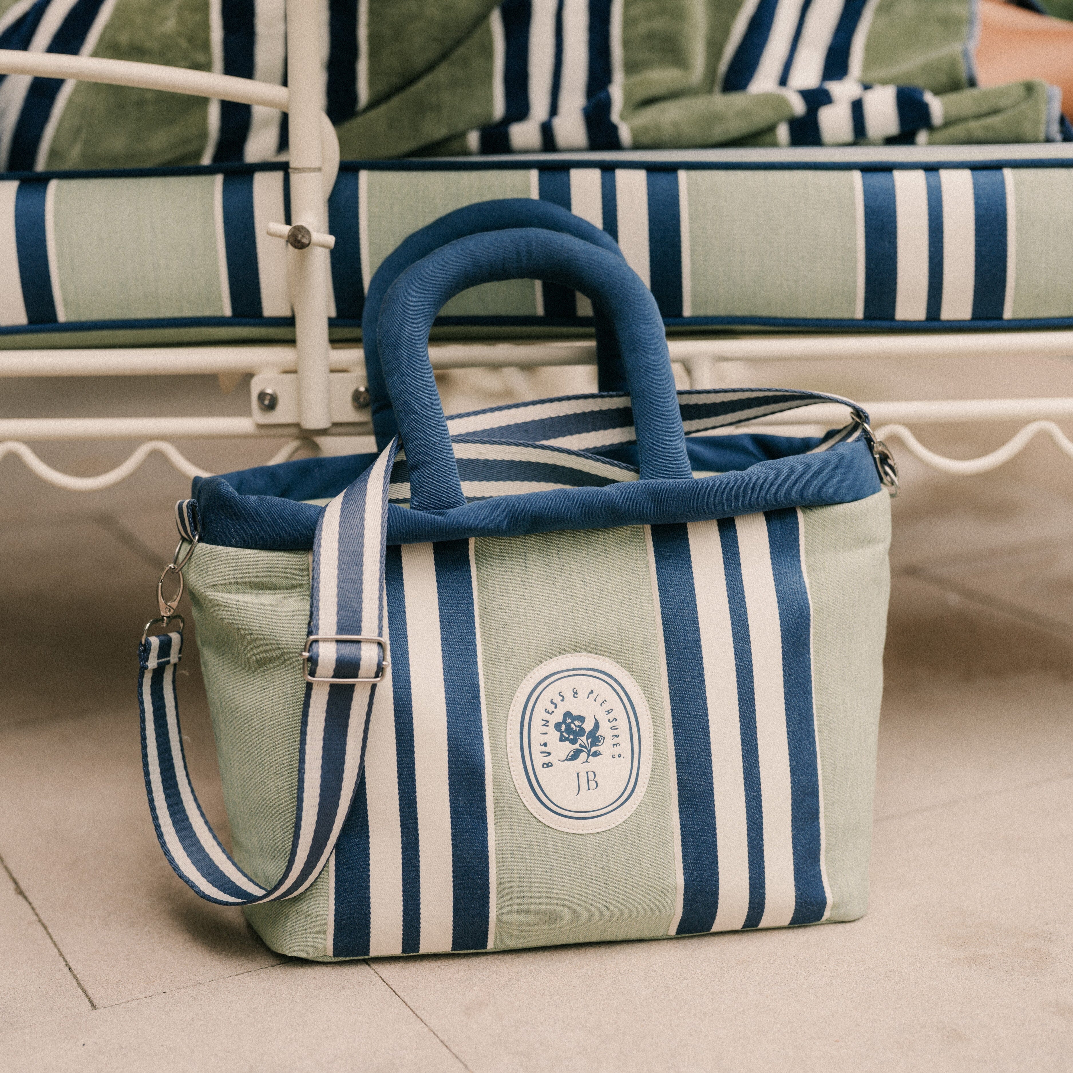 The Cloud Cooler Tote Bag x Julia Berolzheimer in Green Stripes - Image 2