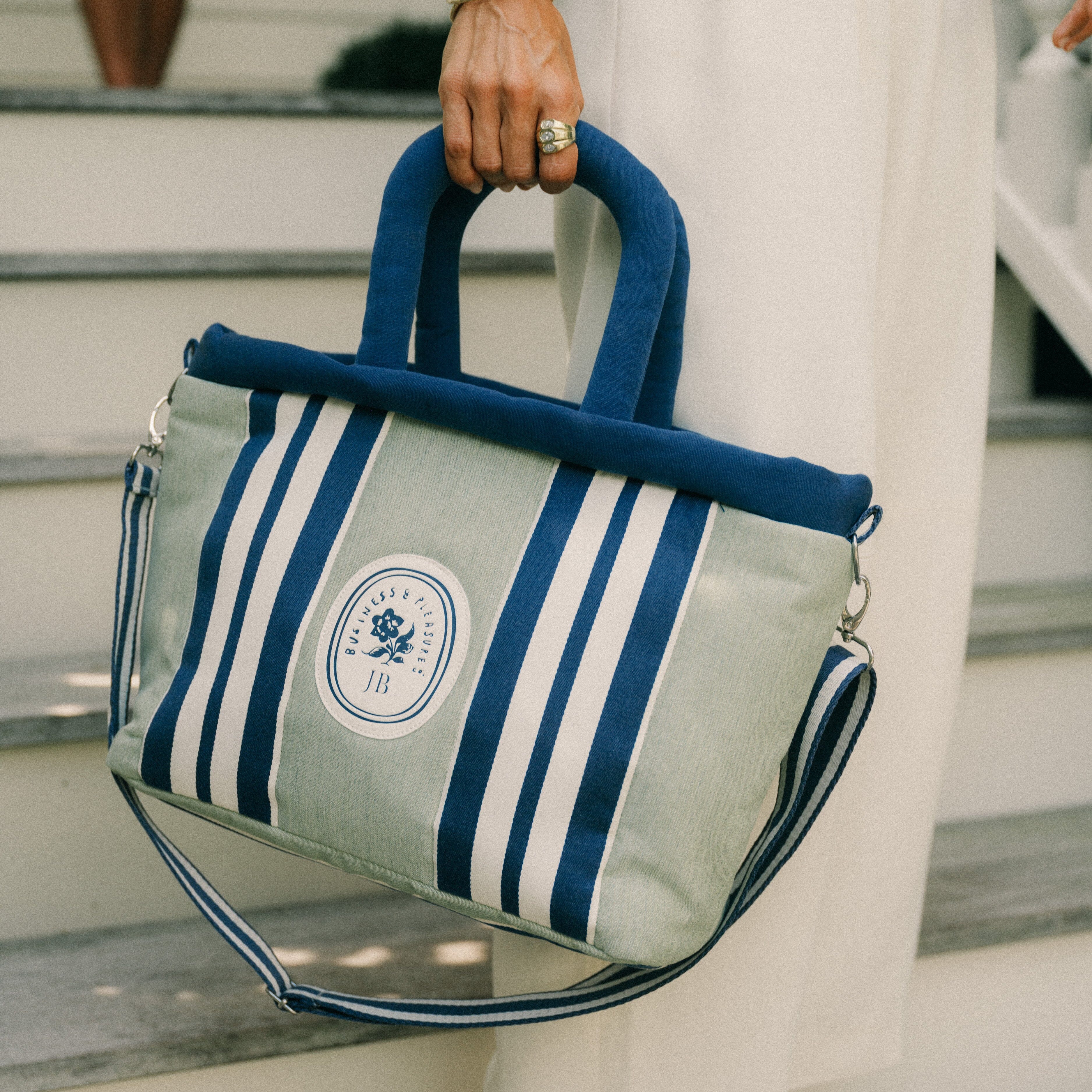The Cloud Cooler Tote Bag x Julia Berolzheimer in Green Stripes - Image 8