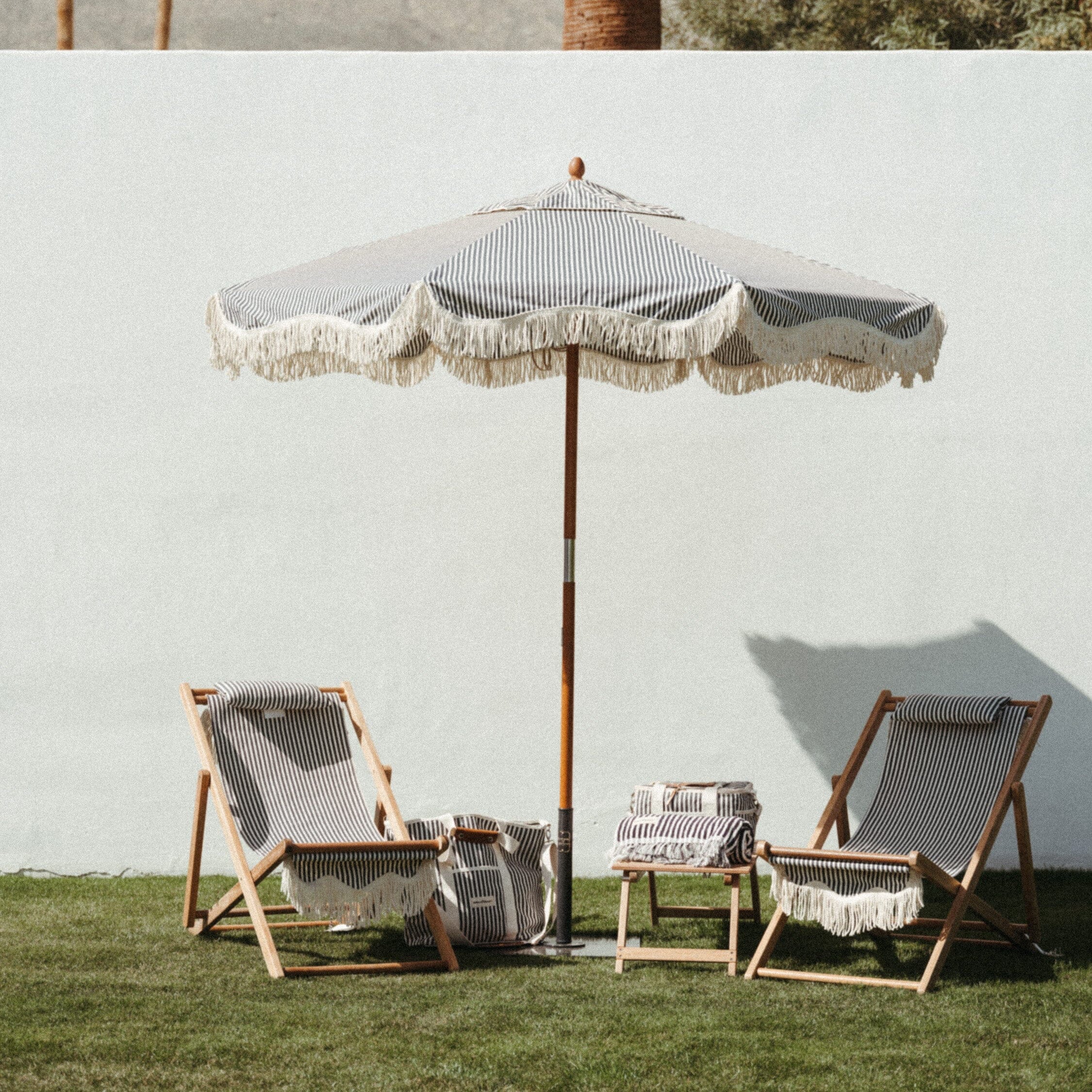 The Market Umbrella - Lauren's Navy Stripe - Image 6