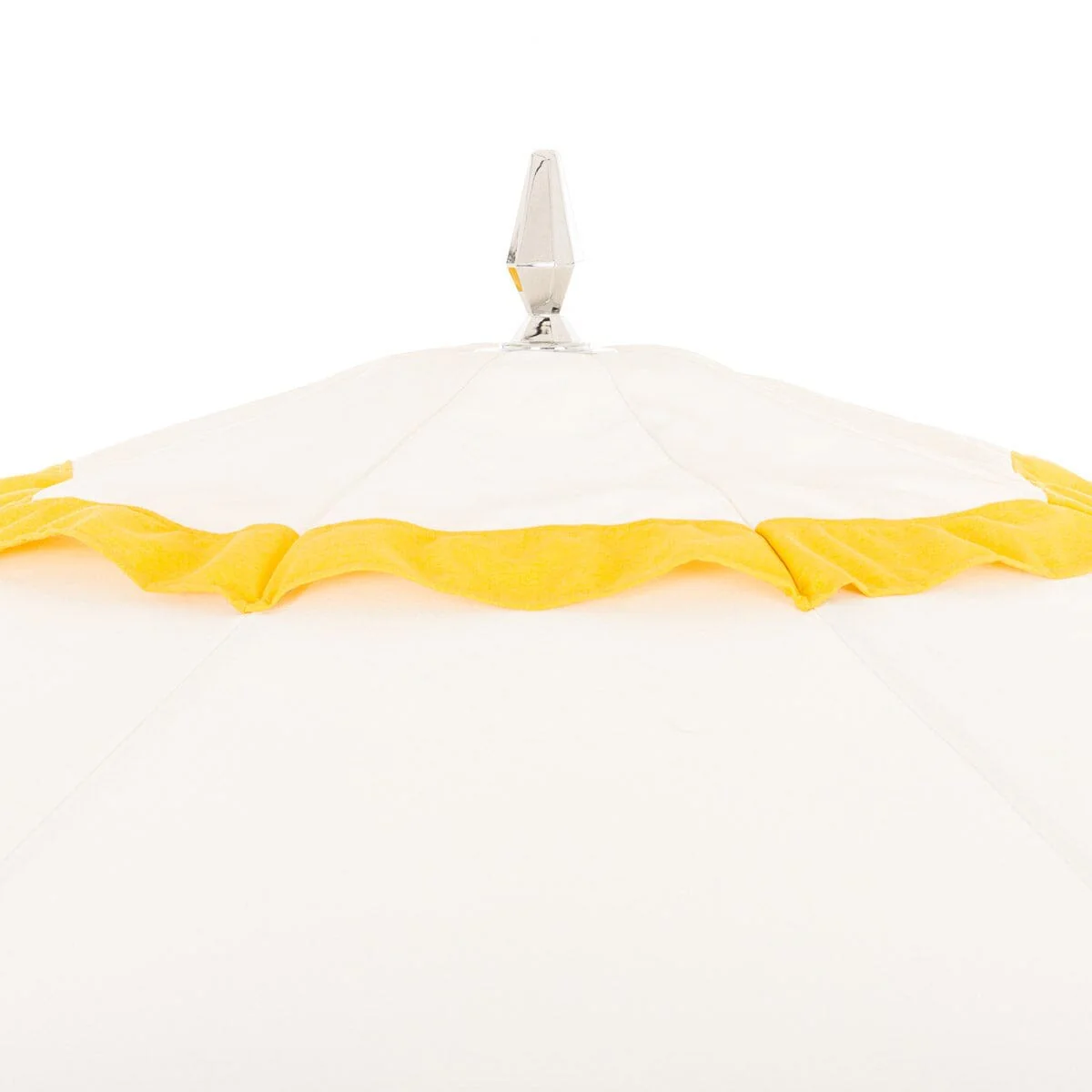The Resort Market Umbrella in Border Valance Mimosa Yellow | 8' Antique White Frame - Image 4