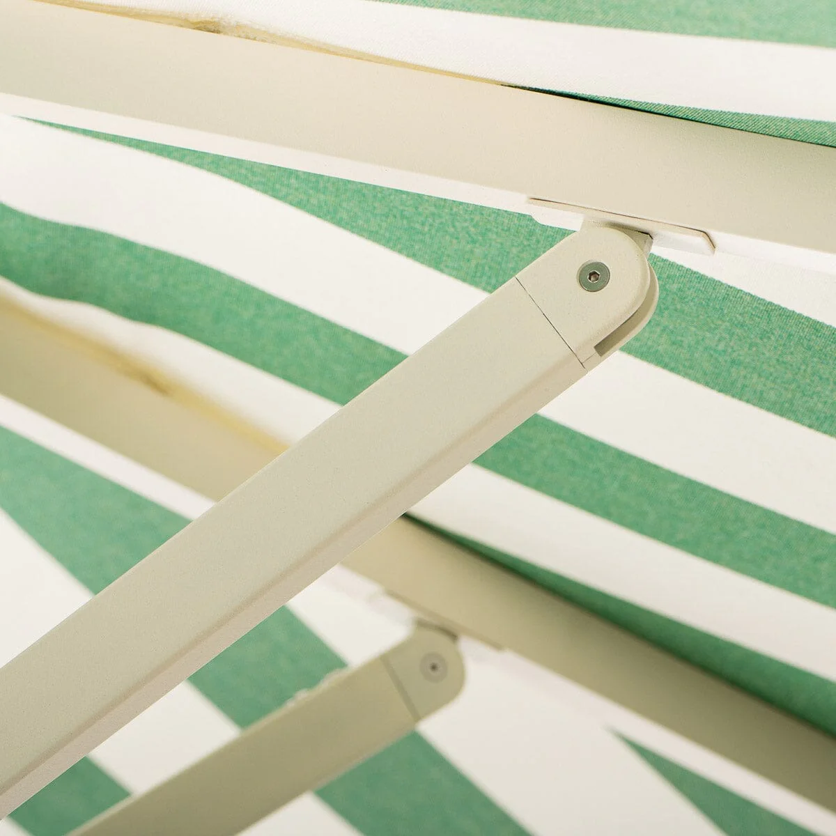 The Resort Market Umbrella in Crew Canyon Green Stripe | 10' Antique White Frame - Image 10