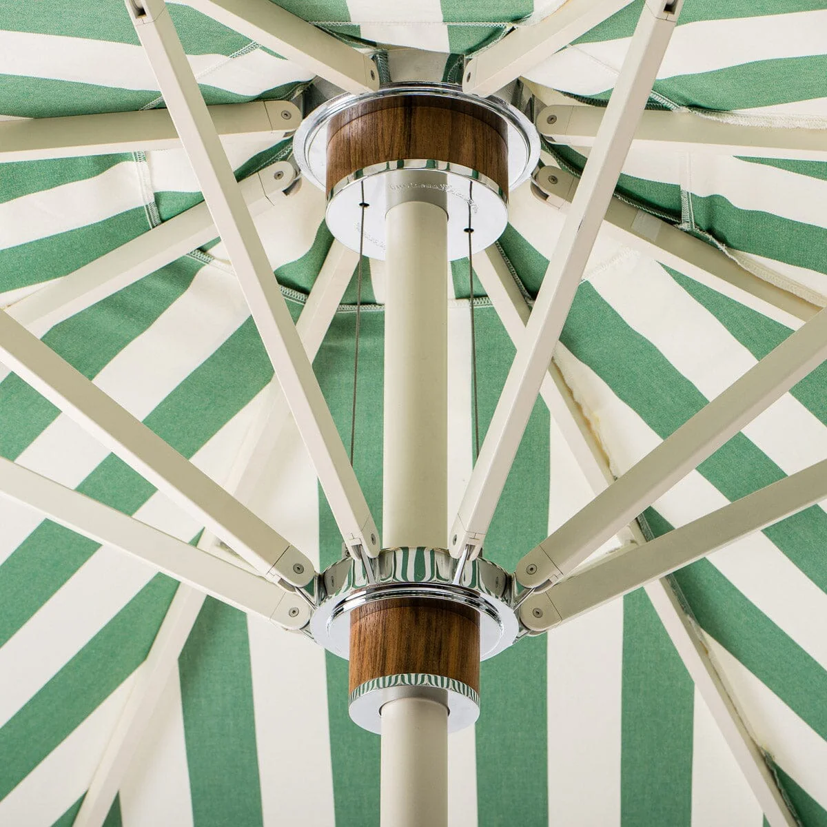 The Resort Market Umbrella in Crew Canyon Green Stripe | 10' Antique White Frame - Image 3