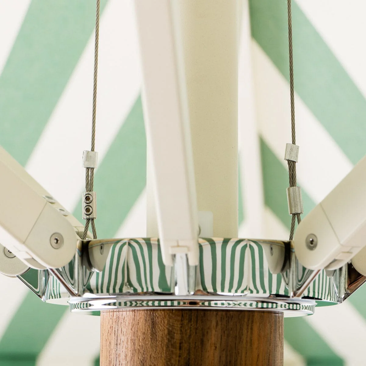 The Resort Market Umbrella in Crew Canyon Green Stripe | 10' Antique White Frame - Image 8