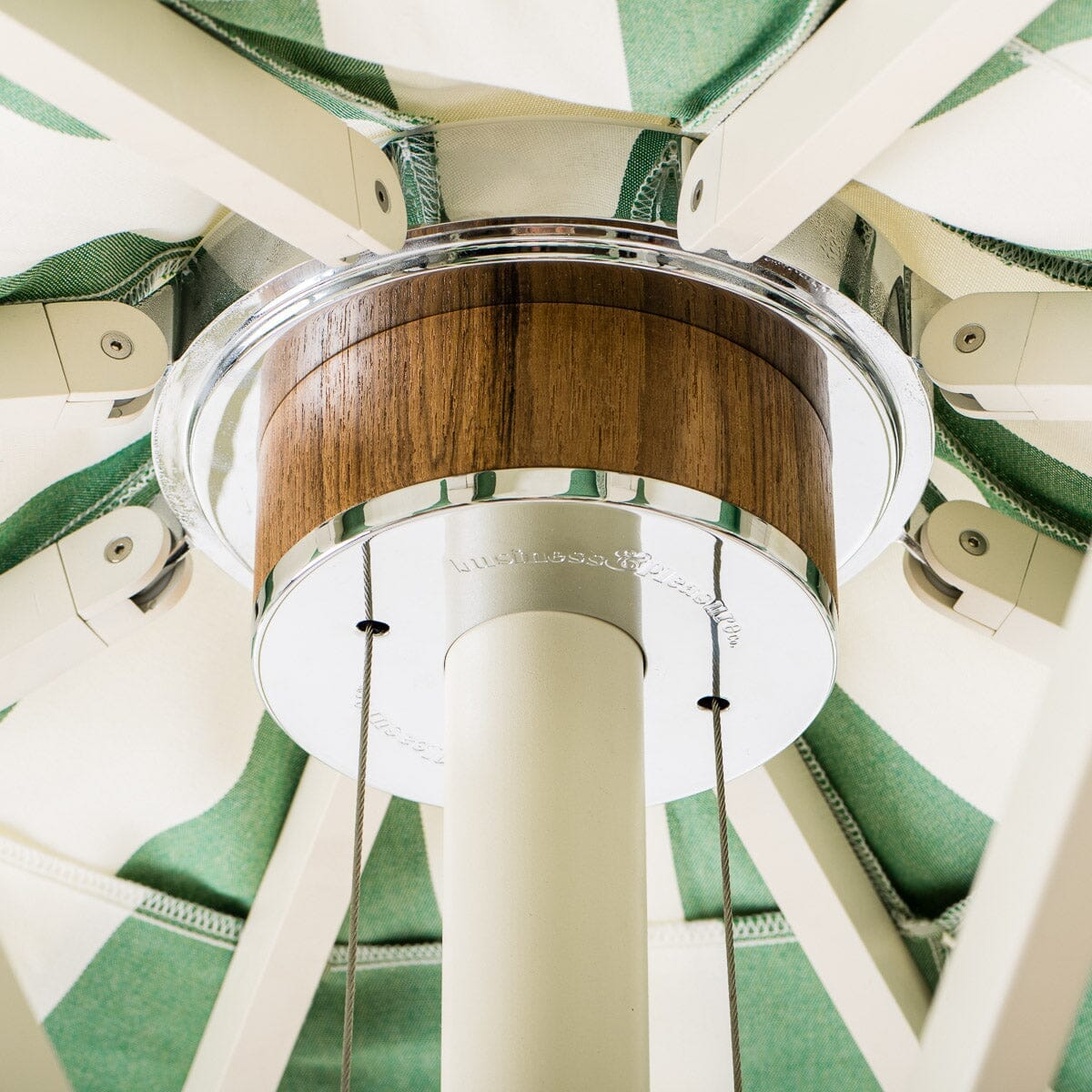 The Resort Market Umbrella in Crew Canyon Green Stripe | 8' Antique White Frame - Image 7