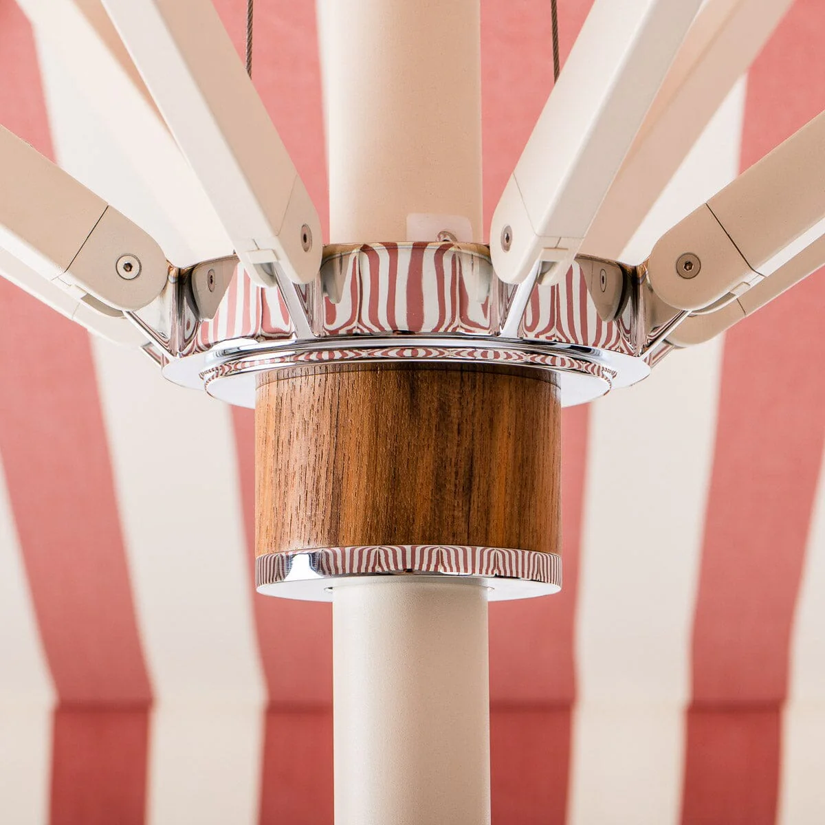 The Resort Market Umbrella in Crew Le Sirenuse Stripe | 10' Antique White Frame - Image 6