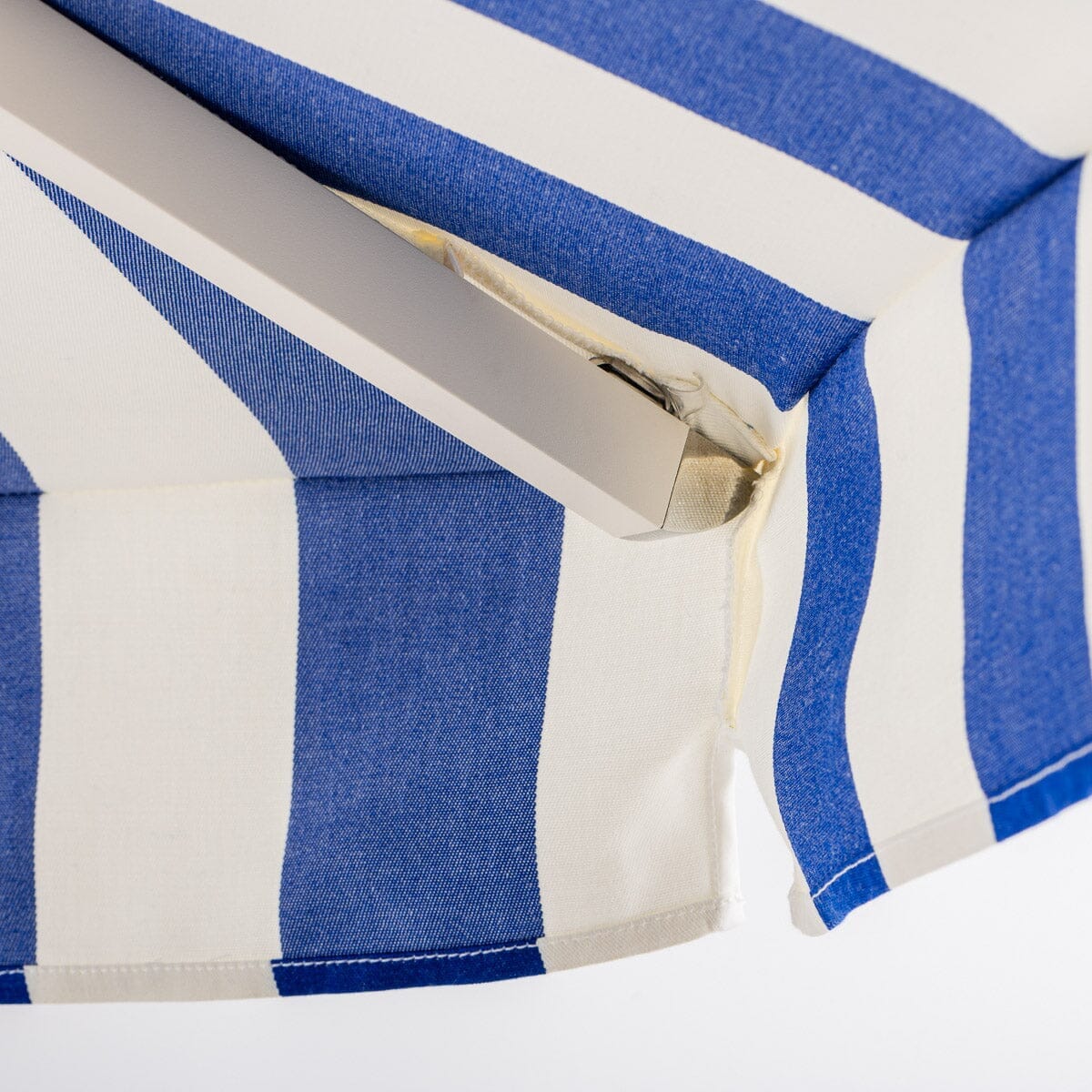 The Resort Market Umbrella in Crew Mediterranean Blue Stripe | 10' Antique White Frame - Image 10