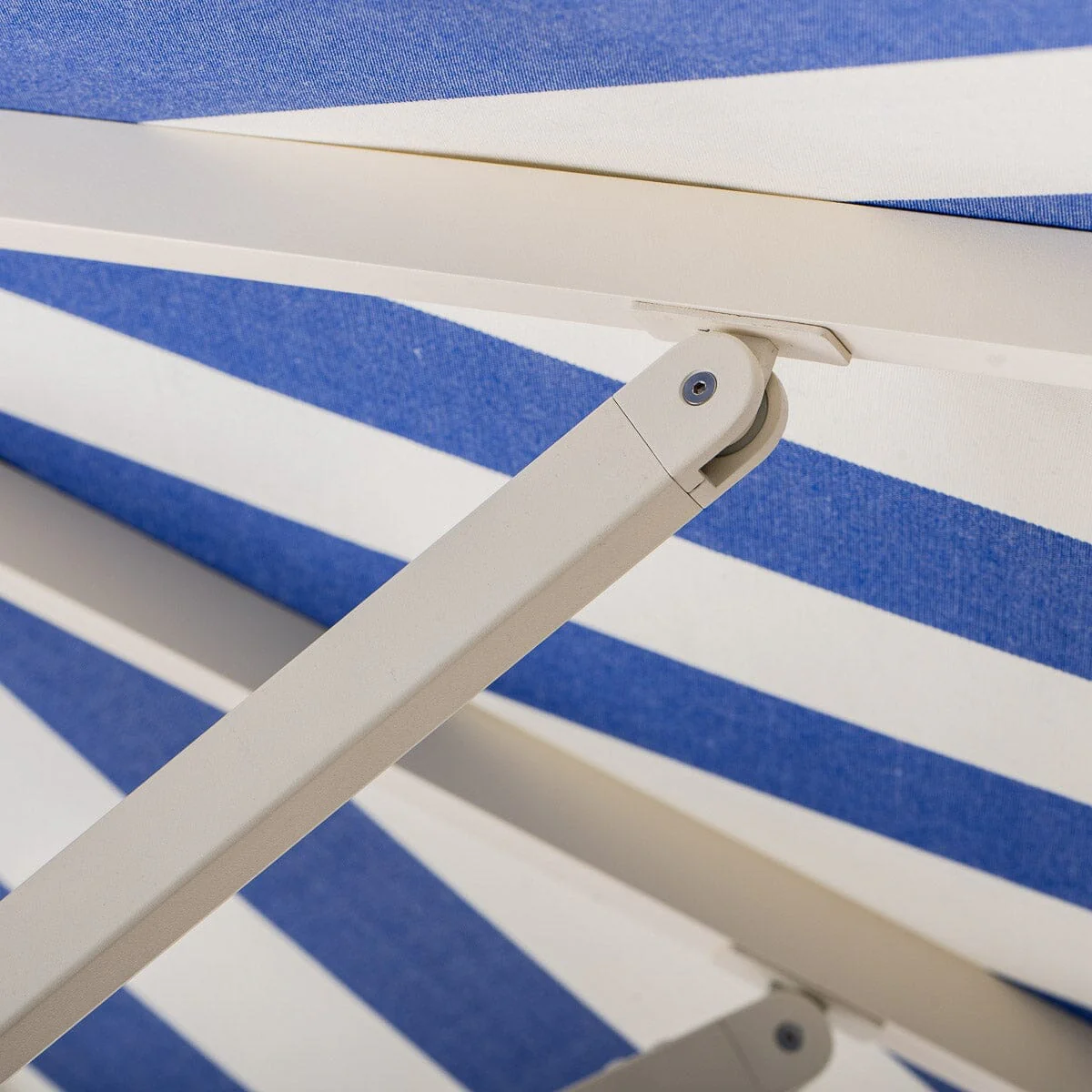 The Resort Market Umbrella in Crew Mediterranean Blue Stripe | 10' Antique White Frame - Image 9