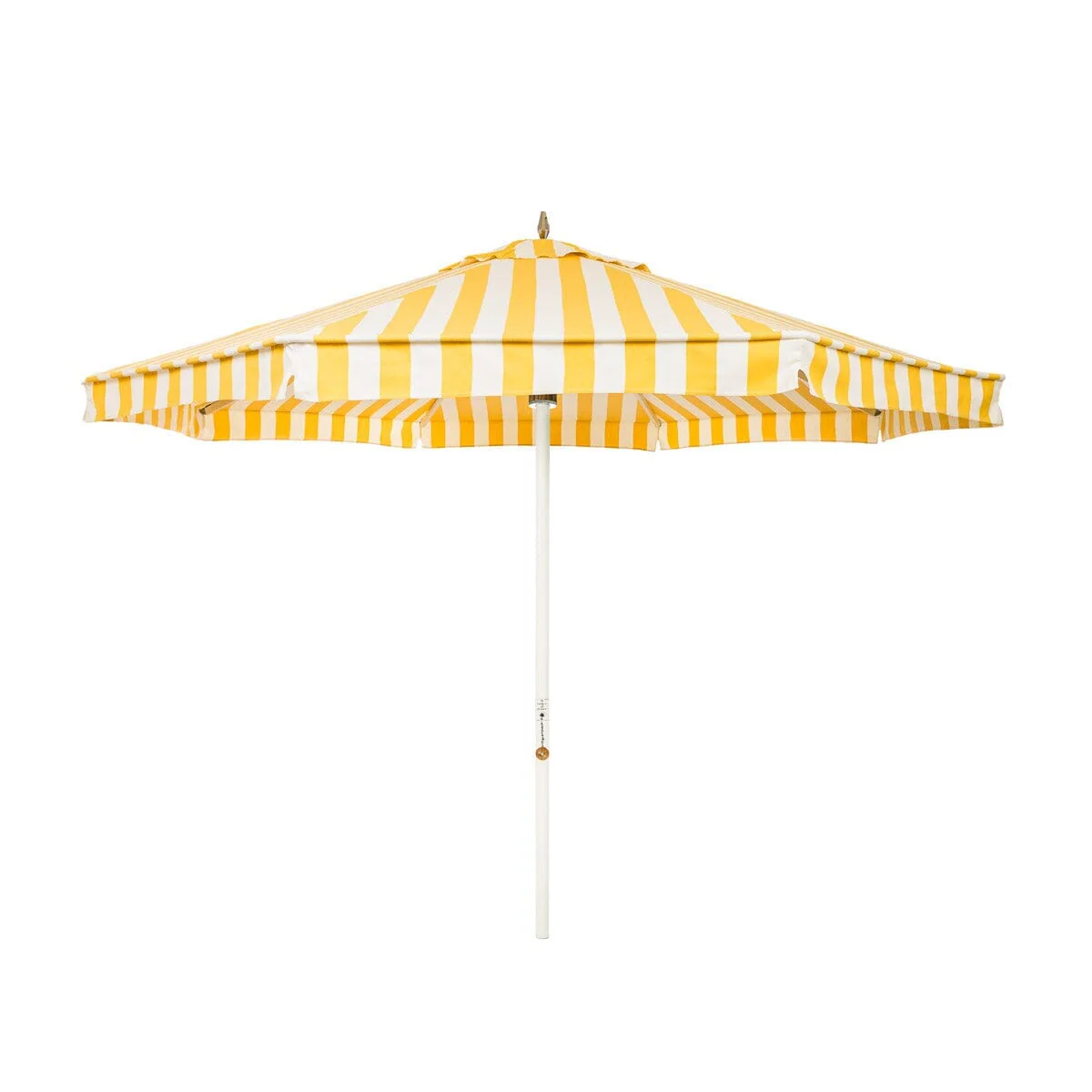 The Resort Market Umbrella in Crew Mimosa Yellow Stripe | Antique White Frame - Image 13