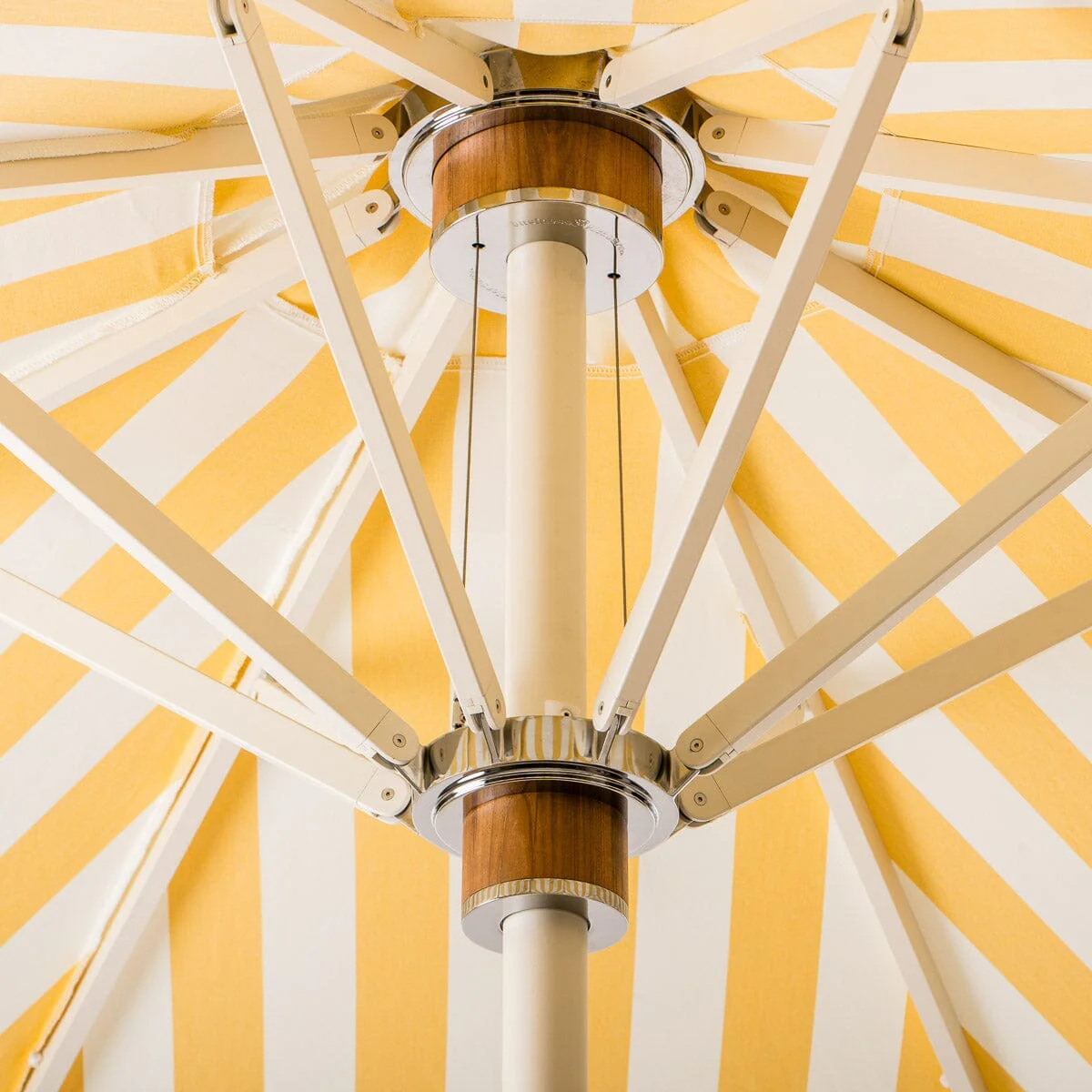 The Resort Market Umbrella in Crew Mimosa Yellow Stripe | Antique White Frame - Image 3