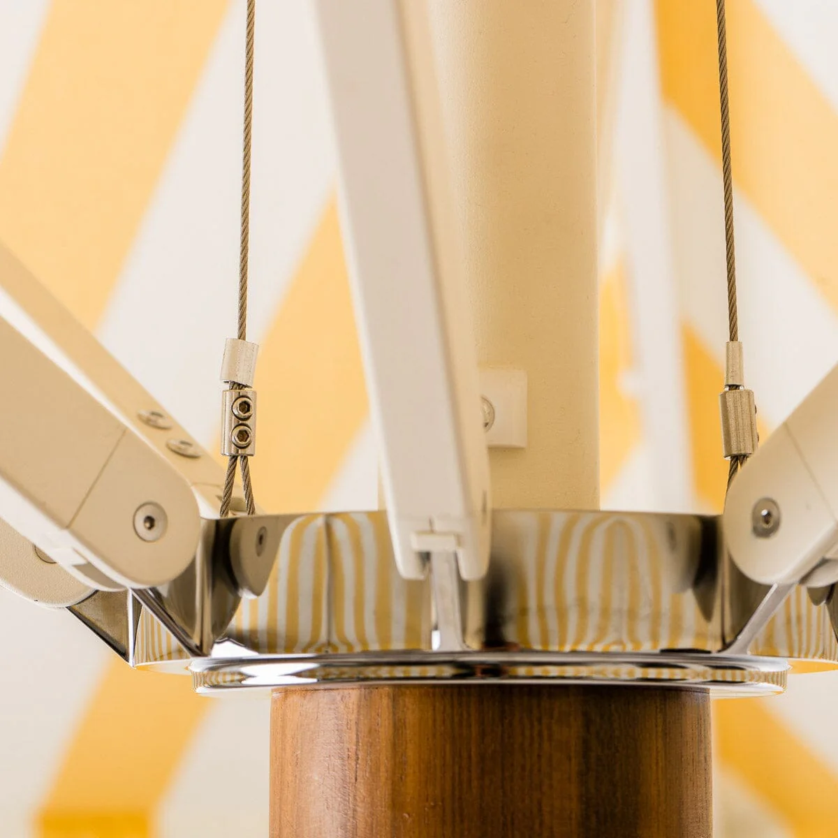The Resort Market Umbrella in Crew Mimosa Yellow Stripe | Antique White Frame - Image 8