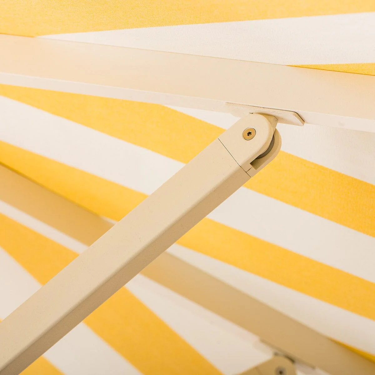 The Resort Market Umbrella in Crew Mimosa Yellow Stripe | Antique White Frame - Image 9