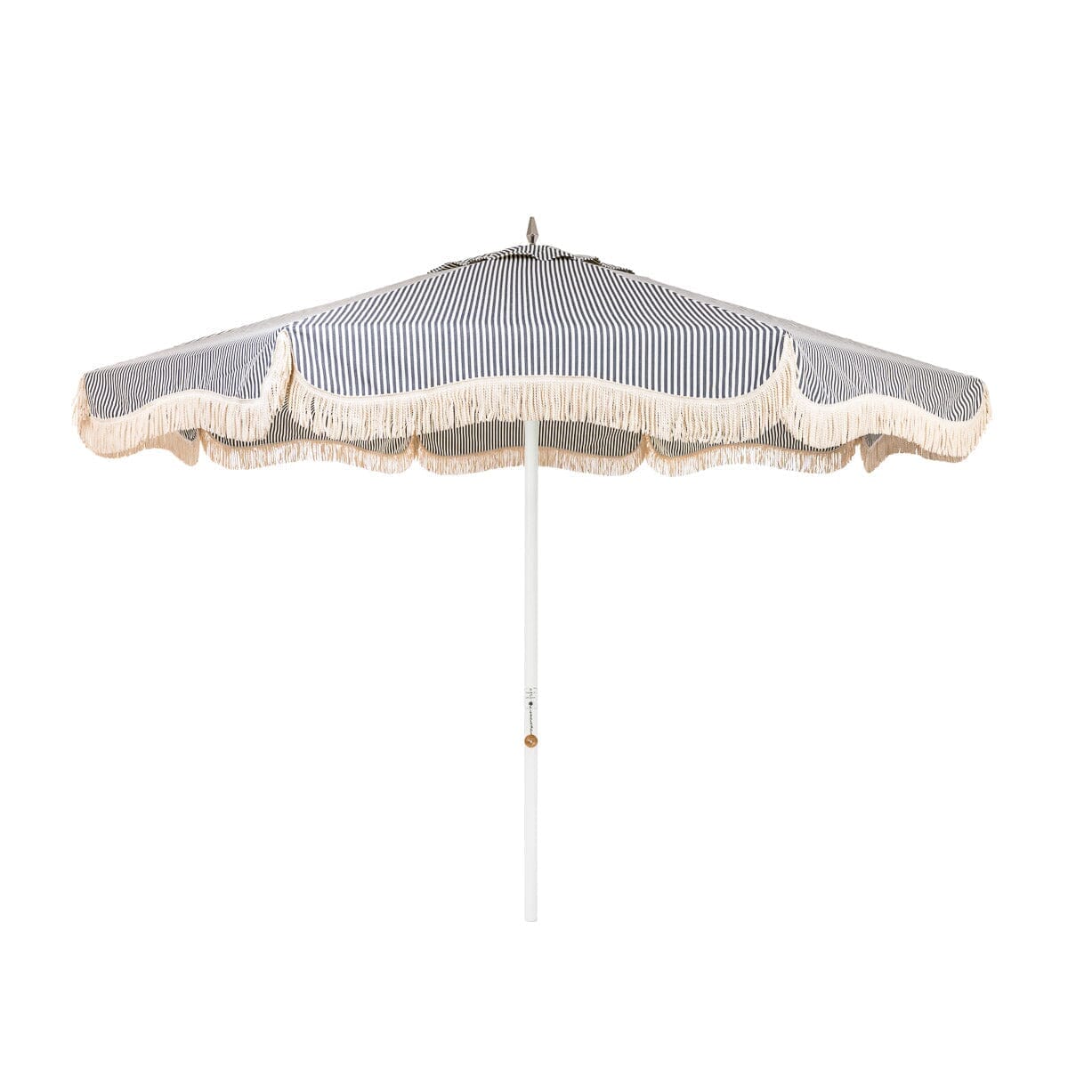 The Resort Market Umbrella in Lauren's Navy Stripe | 10' Antique White Frame