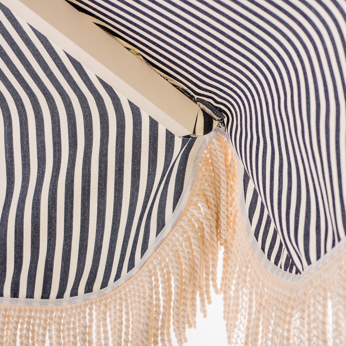 The Resort Market Umbrella in Lauren's Navy Stripe | 8' Antique White Frame - Image 10