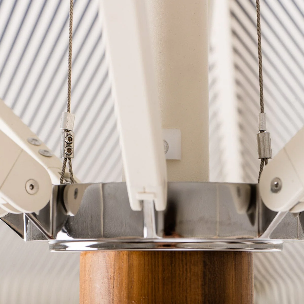 The Resort Market Umbrella in Lauren's Navy Stripe | 8' Antique White Frame - Image 9