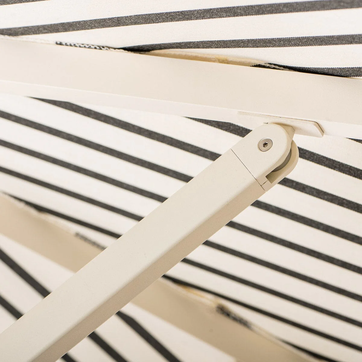 The Resort Market Umbrella in Monaco Black Stripe | 10' Antique White Frame - Image 9