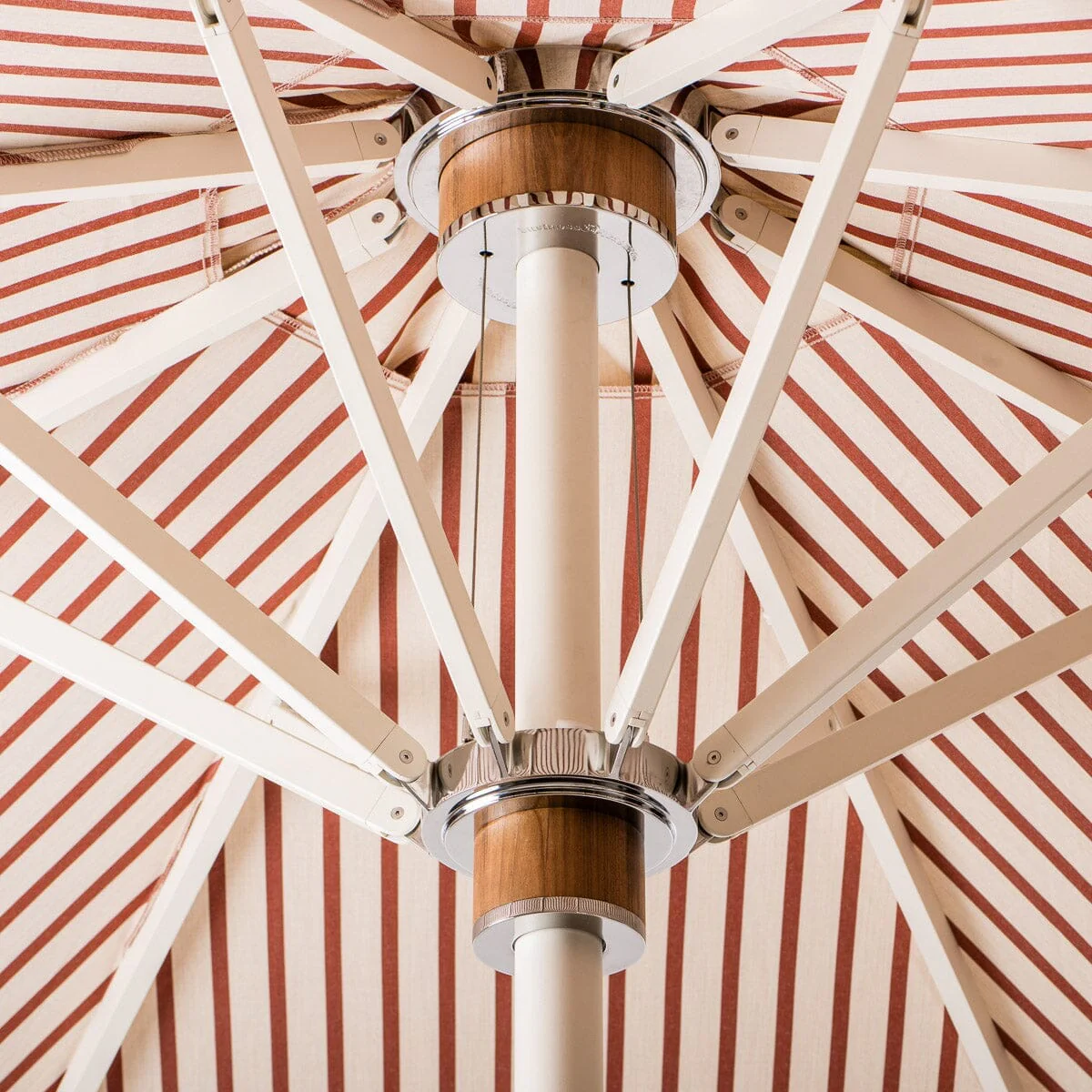 The Resort Market Umbrella in Monaco Le Sirenuse Stripe | 10' Antique White Frame - Image 3