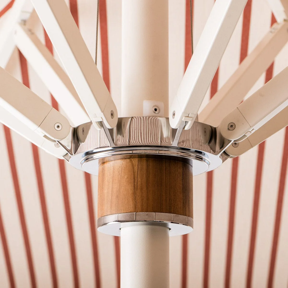 The Resort Market Umbrella in Monaco Le Sirenuse Stripe | 10' Antique White Frame - Image 6