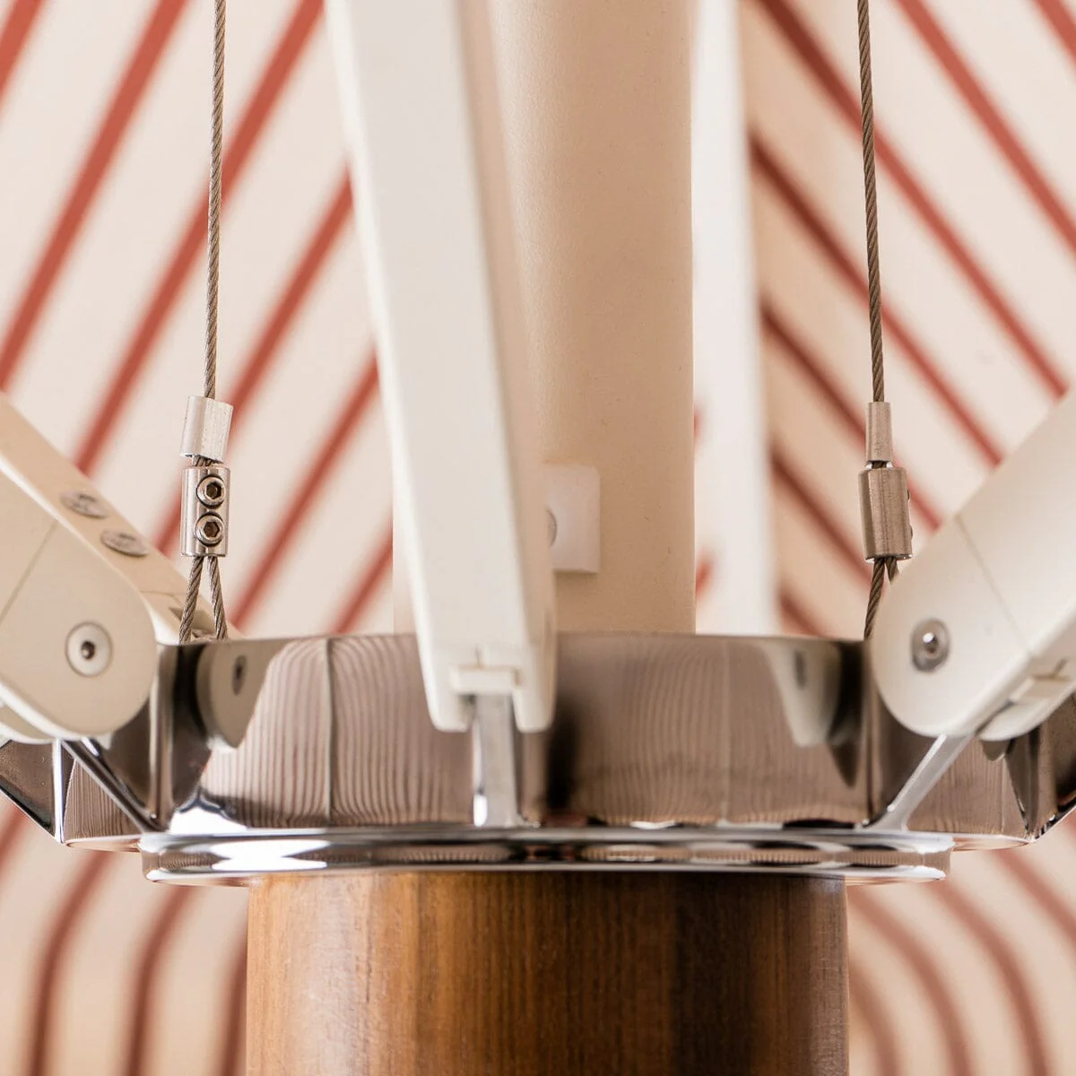 The Resort Market Umbrella in Monaco Le Sirenuse Stripe | 10' Antique White Frame - Image 8
