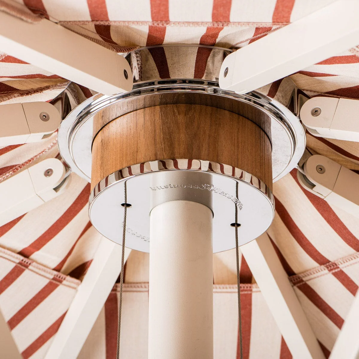 The Resort Market Umbrella in Monaco Le Sirenuse Stripe | 8' Antique White Frame - Image 7