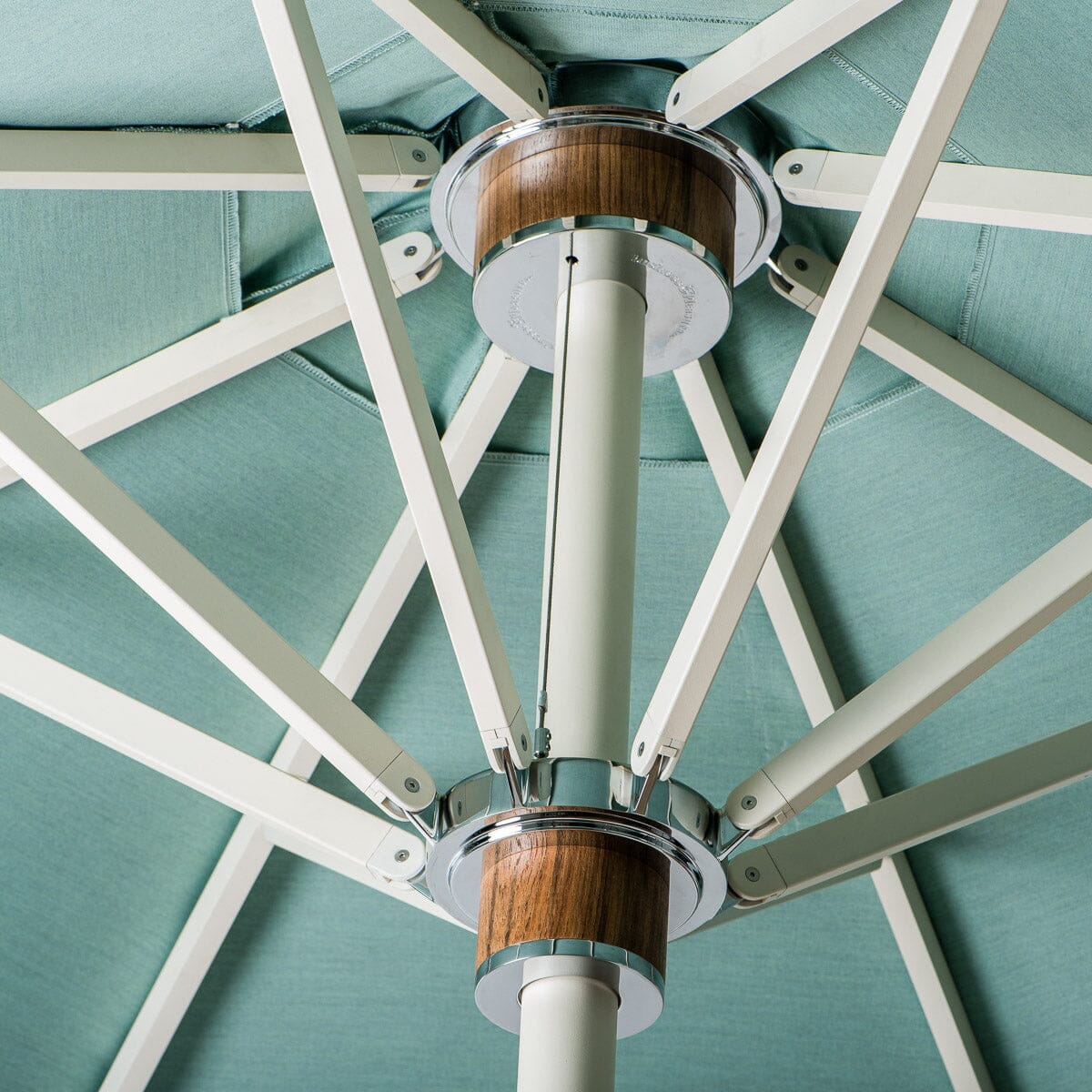 The Resort Market Umbrella in Rivie Green | 10' Antique White Frame - Image 4