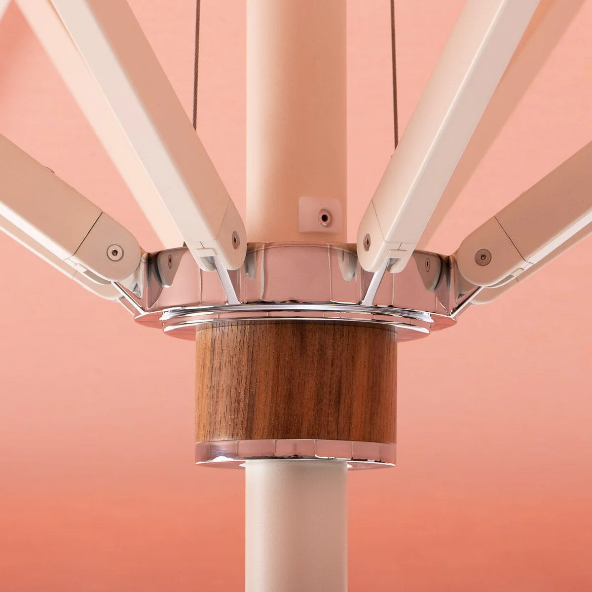 The Resort Market Umbrella in Rivie Pink | 10' Antique White Frame - Image 6