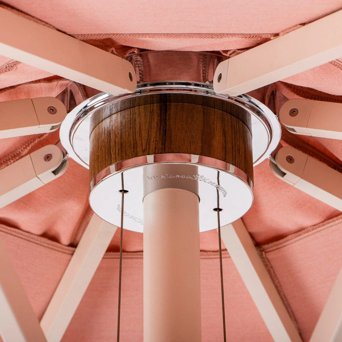 The Resort Market Umbrella in Rivie Pink | 10' Antique White Frame - Image 7