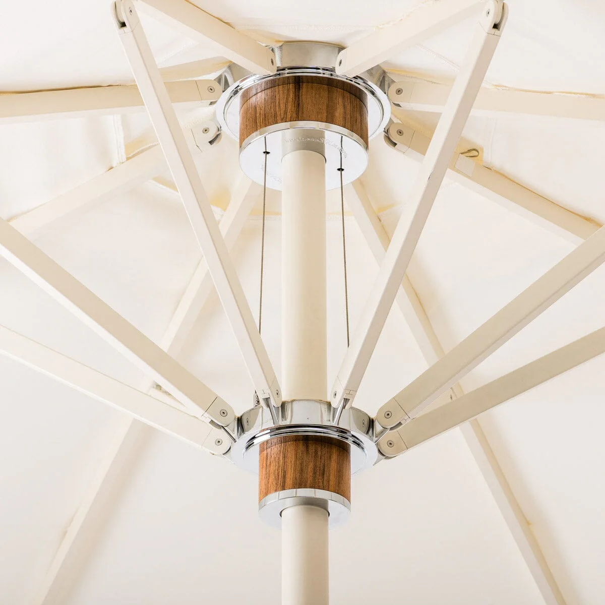 The Resort Market Umbrella in Rivie White | 8' Antique White Frame - Image 3