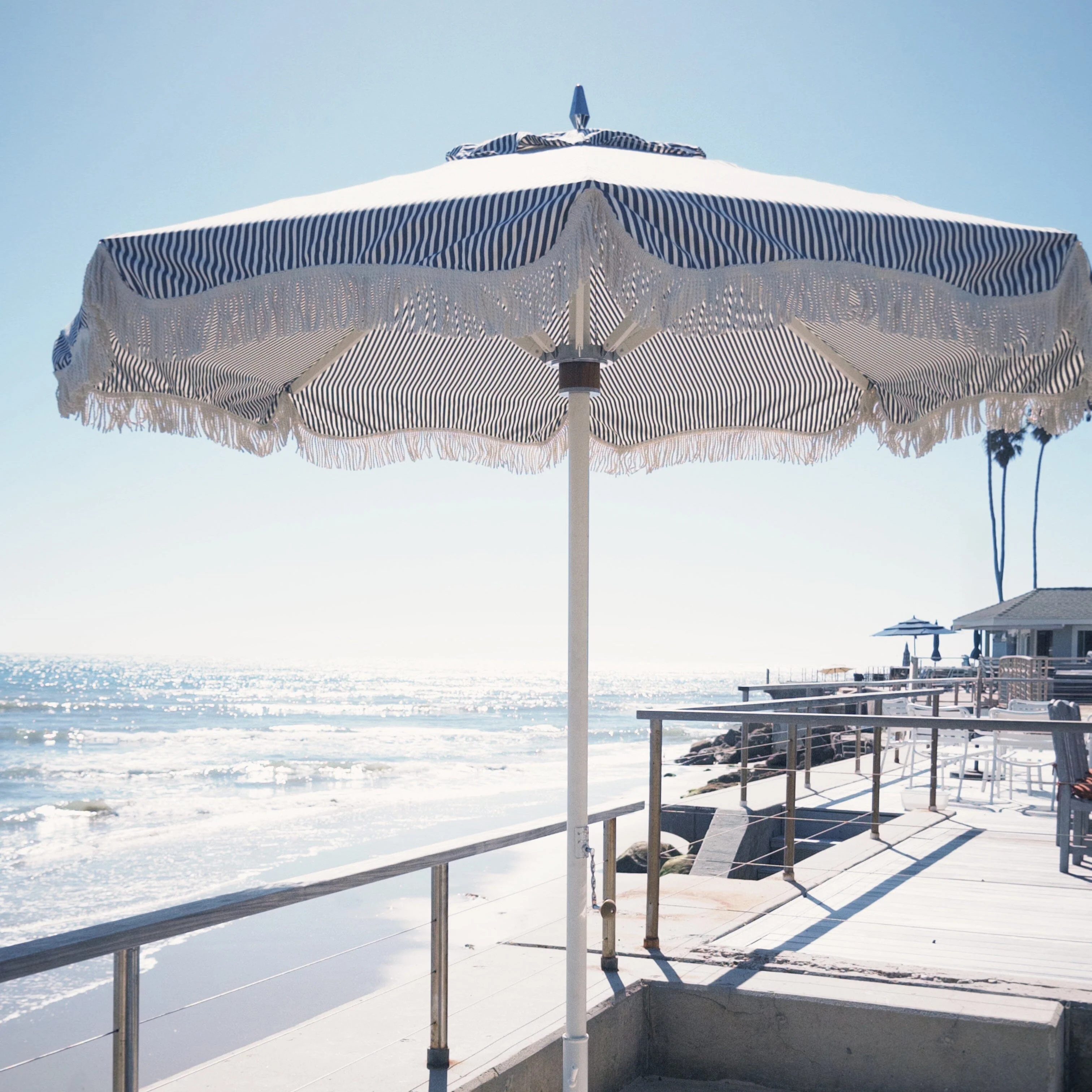 The Resort Market Umbrella - Octagon - Canopy 8' - Lauren's Navy Stripe - Image 2