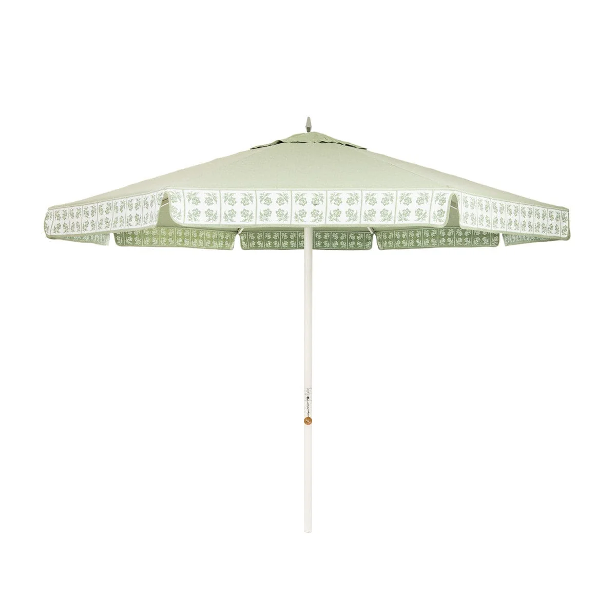 The Resort Market Umbrella x Julia Berolzheimer in Jacquard Green | 10' Antique White Frame