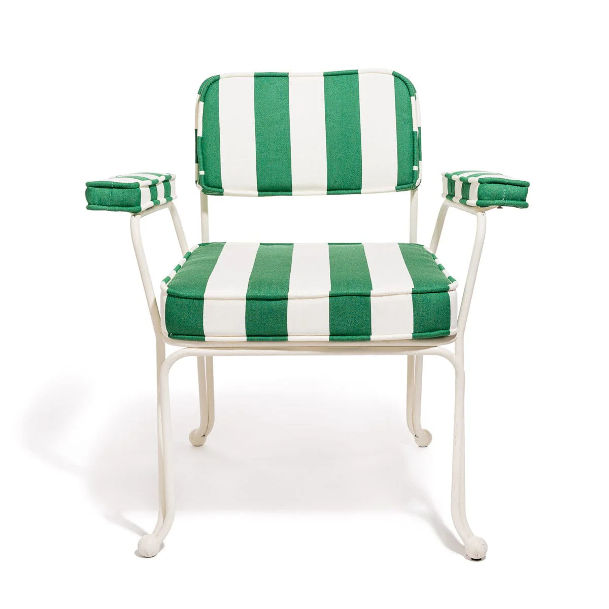The Waterhouse Dining Chair in Crew Canyon Green Stripe | Antique White Frame - Image 3