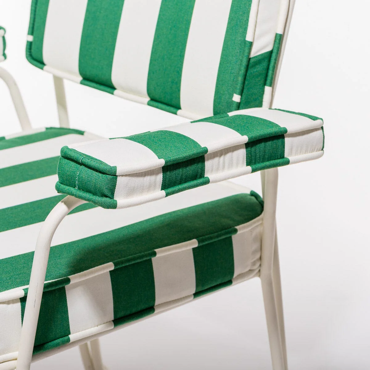 The Waterhouse Dining Chair in Crew Canyon Green Stripe | Antique White Frame - Image 5