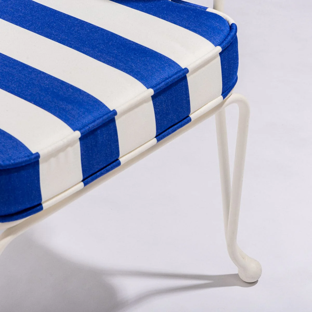 The Waterhouse Dining Chair in Crew Mediterranean Blue Stripe | Antique White Frame - Image 4