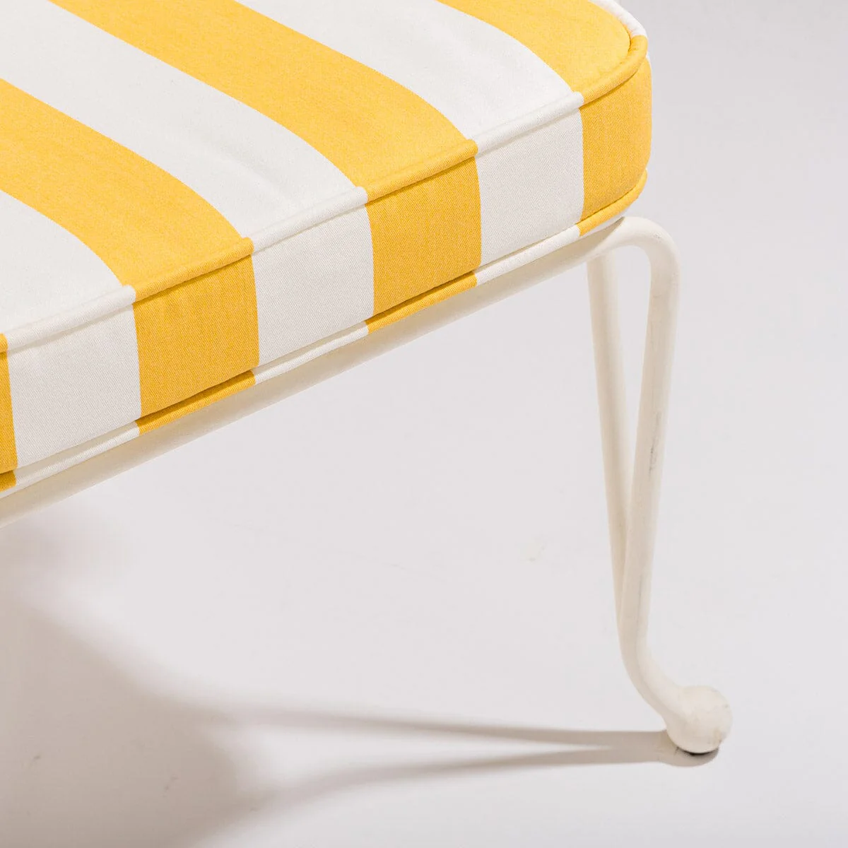 The Waterhouse Dining Chair in Crew Mimosa Yellow Stripe | Antique White Frame - Image 4