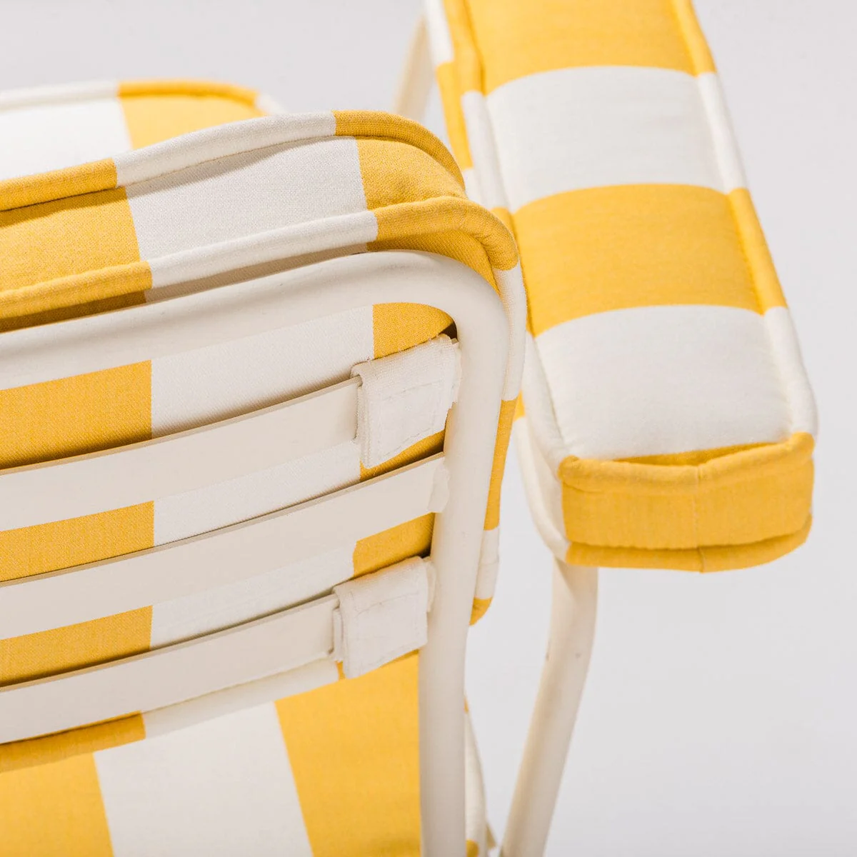 The Waterhouse Dining Chair in Crew Mimosa Yellow Stripe | Antique White Frame - Image 6