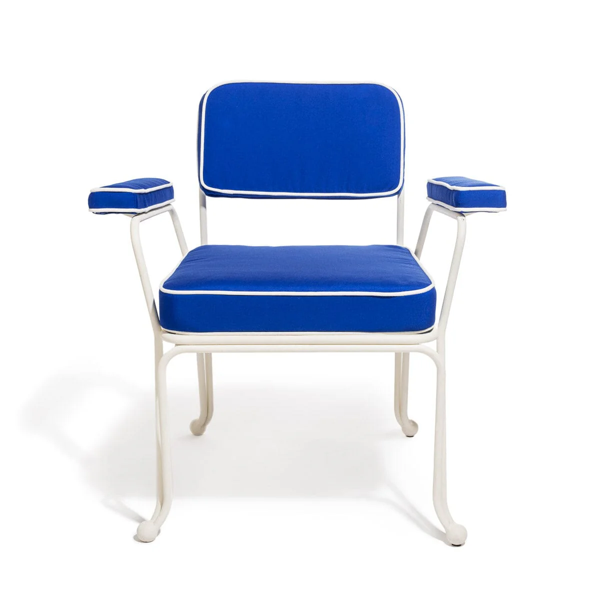 The Waterhouse Dining Chair in Rivie Mediterranean Blue | Antique White Frame - Image 3