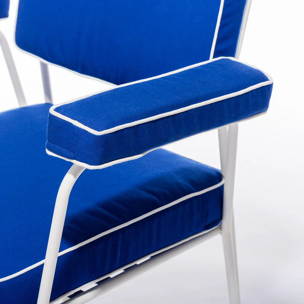 The Waterhouse Dining Chair in Rivie Mediterranean Blue | Antique White Frame - Image 5