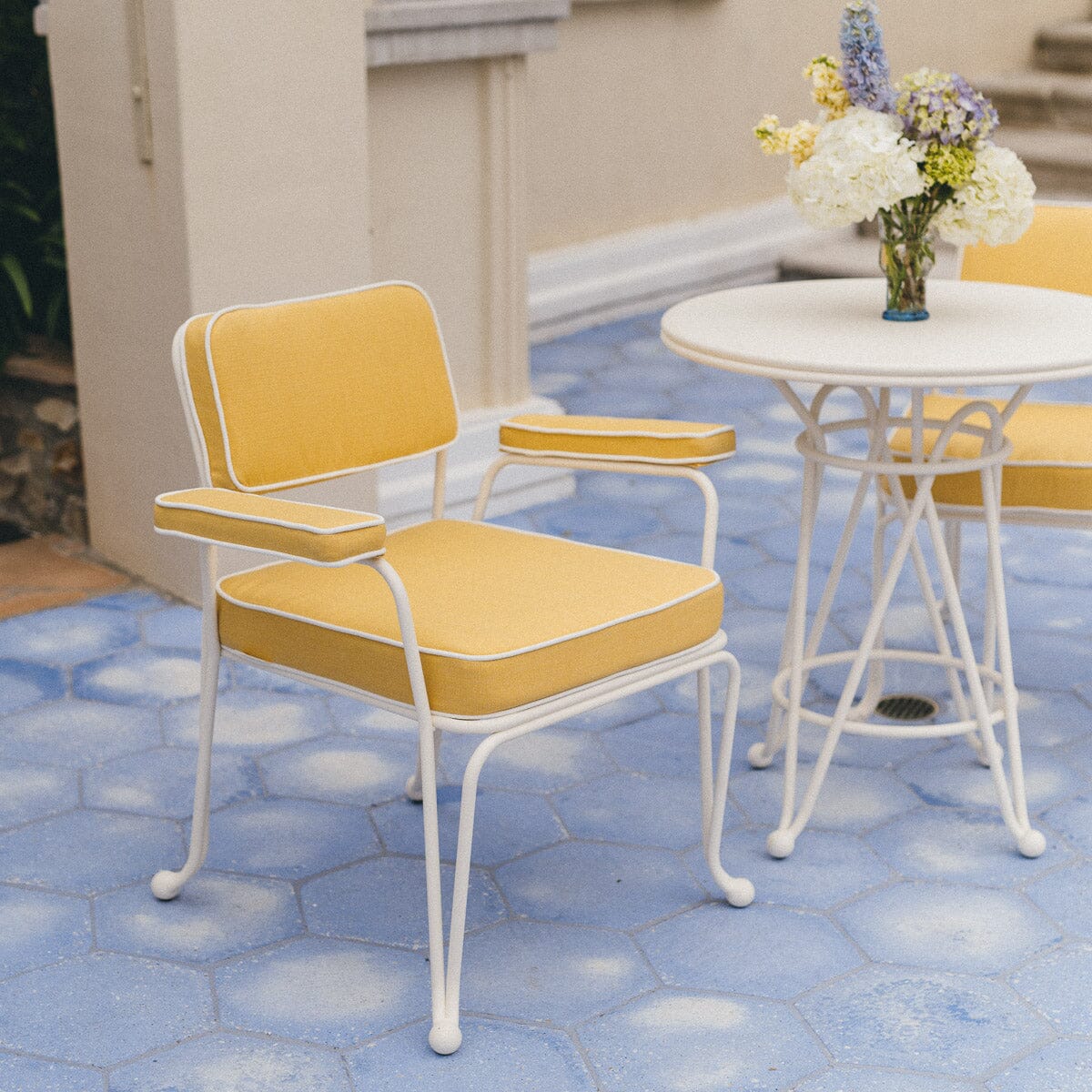 The Waterhouse Dining Chair in Sunbleached Yellow | Antique White Frame - Image 3