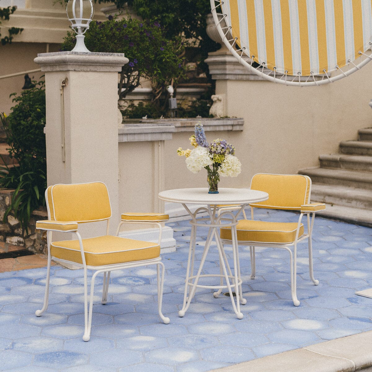 The Waterhouse Dining Chair in Sunbleached Yellow | Antique White Frame - Image 4