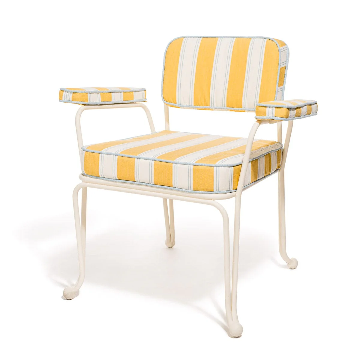 The Waterhouse Dining Chair in Tuuli Stripe Yellow | Antique White Frame